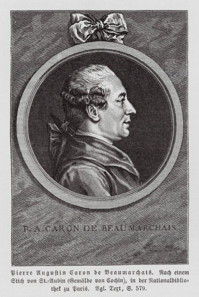 Pierre Beaumarchais, French Playwright by Augustin de (after) Saint-Aubin