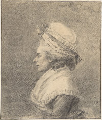 Profile of a Lady in a Bonnet by Augustin de Saint-Aubin