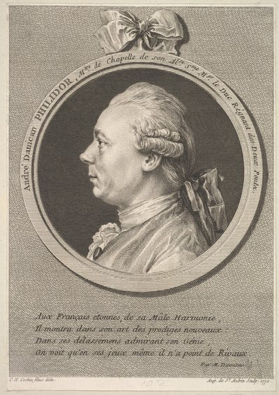 Portrait of André Danican Philidor, 1772 by Augustin de Saint Aubin