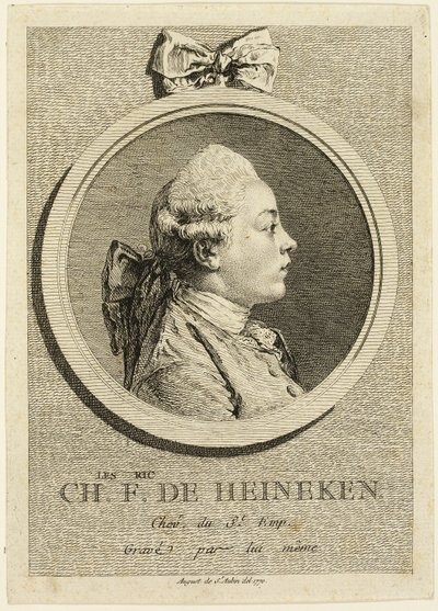 Portrait of Charles Frederick de Heincken by Augustin de Saint Aubin