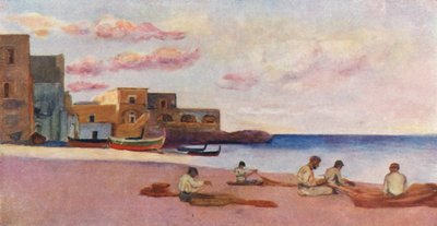 Evening upon the Beach of the Marina of Ischia by Augustine Fitzgerald