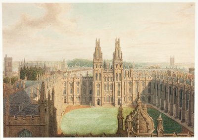 All Souls College from the Radcliffe Library by Augustus Charles Pugin