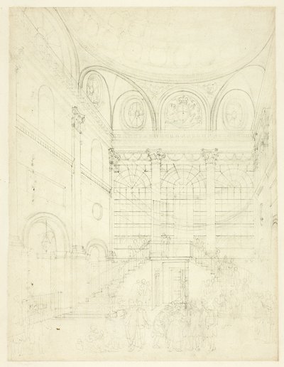 Study for Session House, Clerkenwell (from Microcosm of London) by Augustus Charles Pugin