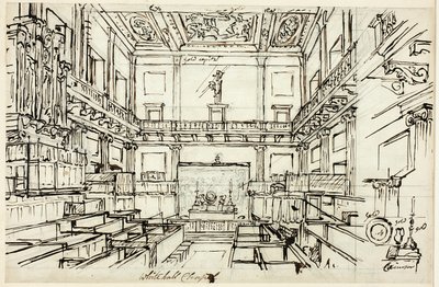 Study for Whitehall Chapel, from Microcosm of London by Augustus Charles Pugin