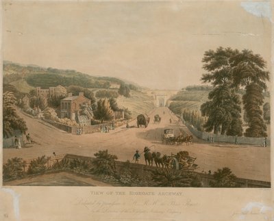 View of the Highgate Archway by Augustus Charles Pugin