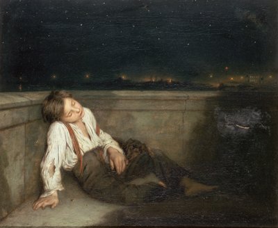 A Recess on a London Bridge by Augustus Edward Mulready