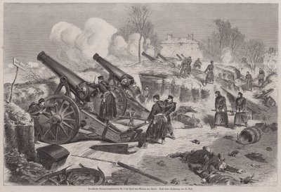 Prussian siege battery in the park of Le Raincy during the Siege of Paris, Franco-Prussian War by Augustus J. Beck