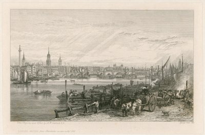Construction of New London Bridge by Augustus Wall Callcott