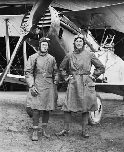 Captain Syd Addison of Huon, Tasmania and Lieutenant Hudson Fysh of St Leonards, Tasmania, Both of No 1 Squadron Australian Flying Corps, Standing in Front of a Bristol F2B Fighter, 29 December by Australian Photographer