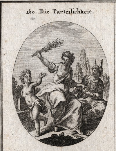Allegory of Bias. She Crowds Scales Under Her Feet and Gives a Reward to a Genie Richly Vetu but Whose Ignorance Is Characterized by Donkey Ears. She Hunts a Whip to Another Naked Genie but Whose Merit Is Drawn by a Laurel Wreath That He Carries on His Hea by Austrian School