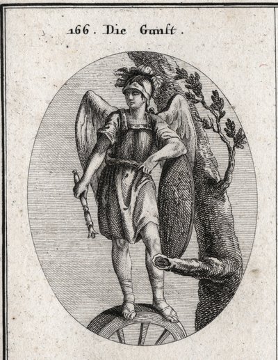 Allegory of Favor Derived from Virtue Symbolized by Armor and Wings, of Fortune Represented by the Wheel and the Hazard Represented by the Shield on Which Arion
