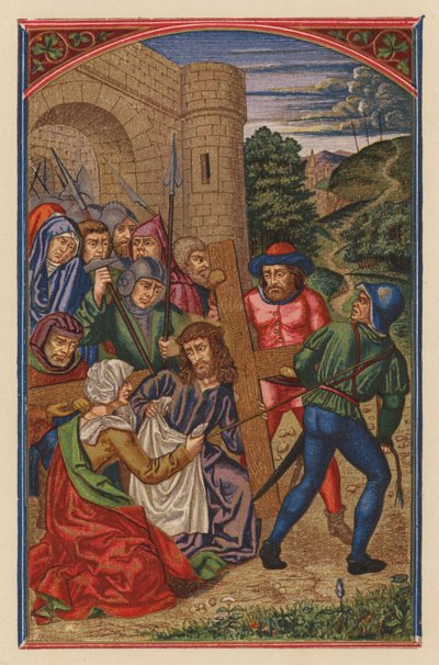 Jesus Bearing the Cross (chromolitho) by Austrian School