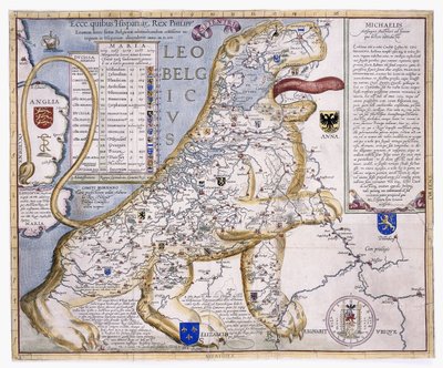 Leo Belgicus, Showing the Low Countries in the Shape of a Lion, 1586 by Austrian School