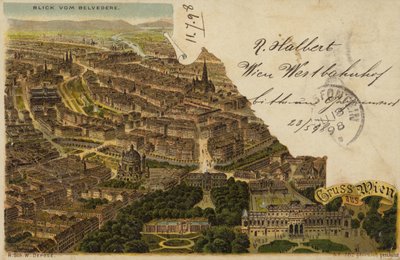Postcard Depicting an Aerial View of the City of Vienna by Austrian School