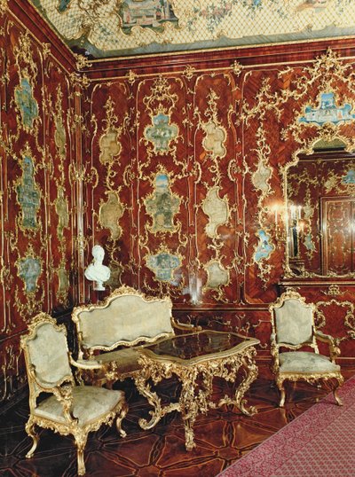 The Millionen Room panelled with fig wood inlaid with Persian miniatures and decorated with gilt ornament, Schloss Schonbrunn, Vienna by Austrian School