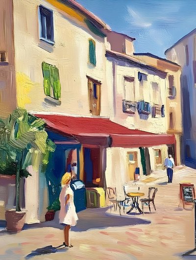 Charming European Cafe Street by Avanesova Elena