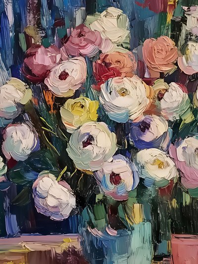 Colorful Impasto Flowers by Avanesova Elena