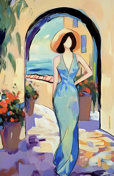 Elegant Woman Sea View by Avanesova Elena