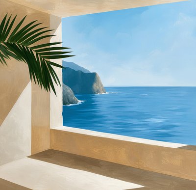 Palm Leaf Sea View by Avanesova Elena