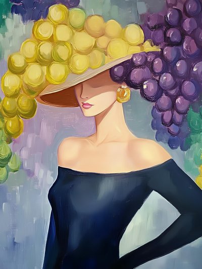 Stylish Grape Hat Woman by Avanesova Elena