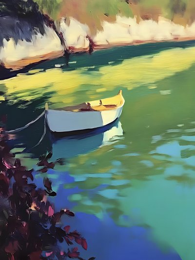 Sunny Boat Reflections by Avanesova Elena