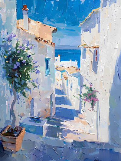 Sunny Village Street View by Avanesova Elena