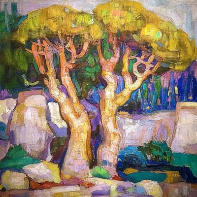 Vibrant Painted Trees by Avanesova Elena