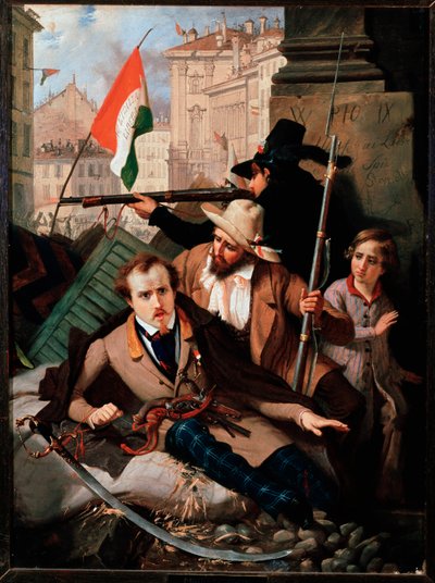 Risorgimento: Fighting in front of the Litta Palace in Milan by Baldassare Verazzi