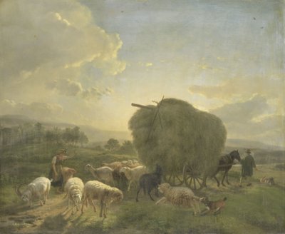 Landscape with Sheep and a Hay Wagon by Balthasar Paul Ommeganck