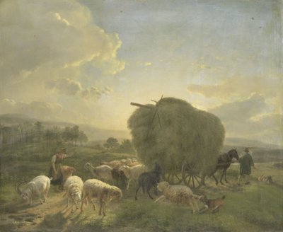 Landscape with Sheep and a Hay Wagon by Balthasar Paul Ommeganck