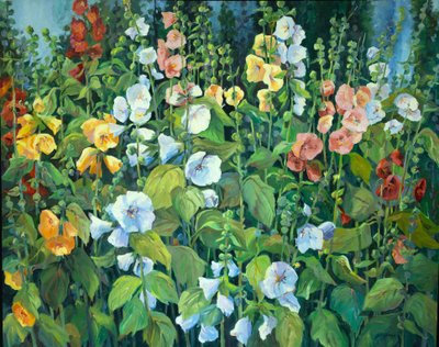 Hollyhocks by Barbara Cleary