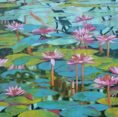 Vibrant Water Lilies by Barbara Piatti