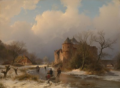 A Castle in a Winter Landscape by Barend Cornelis Koekkoek