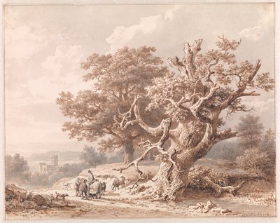 An Old Oak by Water by Barend Cornelis Koekkoek