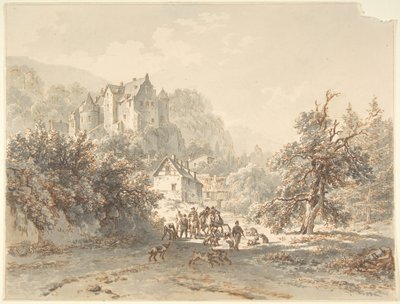 Landscape with a Hunting Party by Barend Cornelis Koekkoek