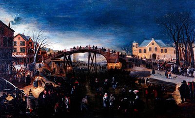 A Winter Landscape with Figures Skating and Playing by Barent (follower of) Avercamp