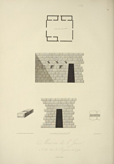 House of the Inca at Callo in the Kingdom of Quito, illustration from "Views of the Cordilleras and Monuments of the Indigenous Peoples of America" by Alexander von Humboldt and Aime Bonpland, 1813 by Baron Friedrich Alexander von Humboldt