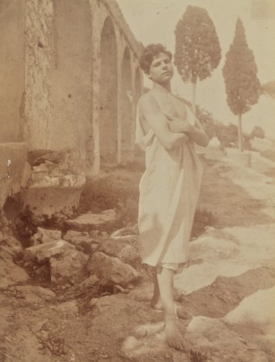 [Young man posed at Greek theater] by Baron Wilhelm von Gloeden