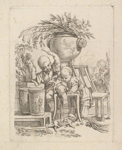 Two Children, One Playing the Drum by Baron de Thiers Louis Antoine Crozat