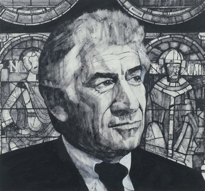 Portrait of Leonard Bernstein, illustration for The Sunday Times, 1970s by Barry Fantoni