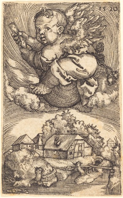 Genius on a Globe Floating in the Air by Barthel Beham