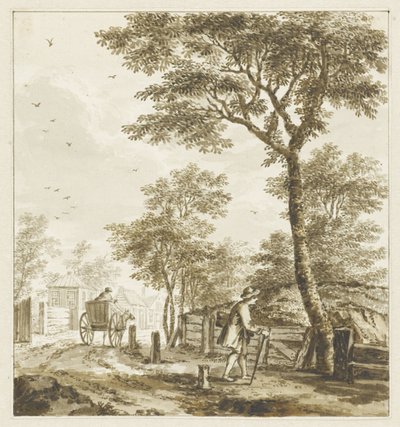 Landscape with Figures and a Horse and Wagon by Bartholomeus Barbiers