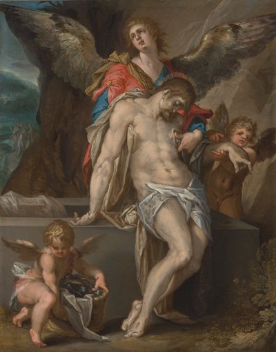 The Body of Christ Supported by Angels by Bartholomeus Spranger