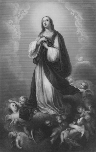Adoration (engraving) by Bartolome Esteban (after) Murillo
