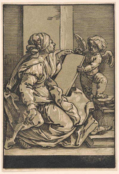 Sibyl Holding a Tablet with a Winged Putto by Bartolomeo Coriolano