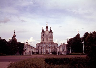 Architecture: view of the Smolny monastery by Bartolomeo Franceso Rastrelli