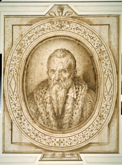 Self portrait in old age, with simulated enframement by Bartolomeo Passarotti