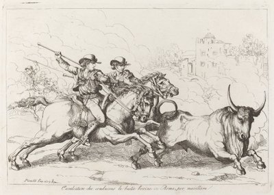 Cattle Driven to the Slaughter in Rome (Plate 16) by Bartolomeo Pinelli