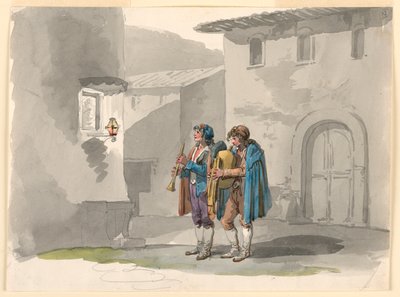 Pifferari, Two Pipers from the Abruzzi in Rome, 1807-08 by Bartolomeo Pinelli