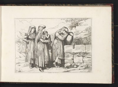 Three women and a child from Cervara di Roma by Bartolomeo Pinelli